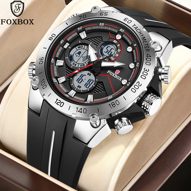 

LIGE FOXBOX модные электронные часы для мужчин, силиконовые уличные повседневные спортивные HD светящиеся водонепроницаемые цифровые мужские часы с автоматической датой