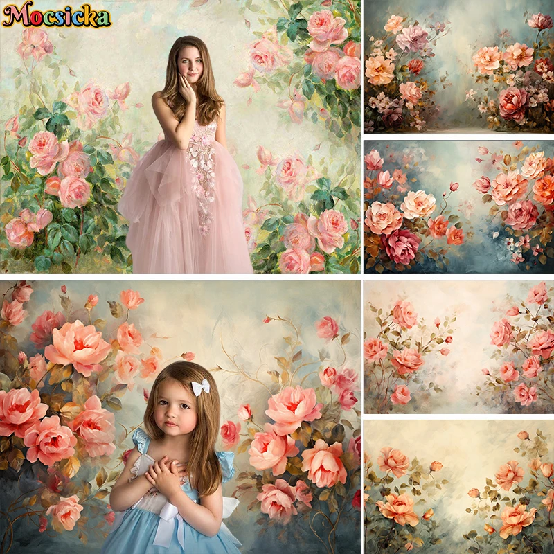 

Valentine's Day Backdrop Kids Adult Art Portrait Photography Flowers Baby Shower Abstract Floral Background Decor Props Studio