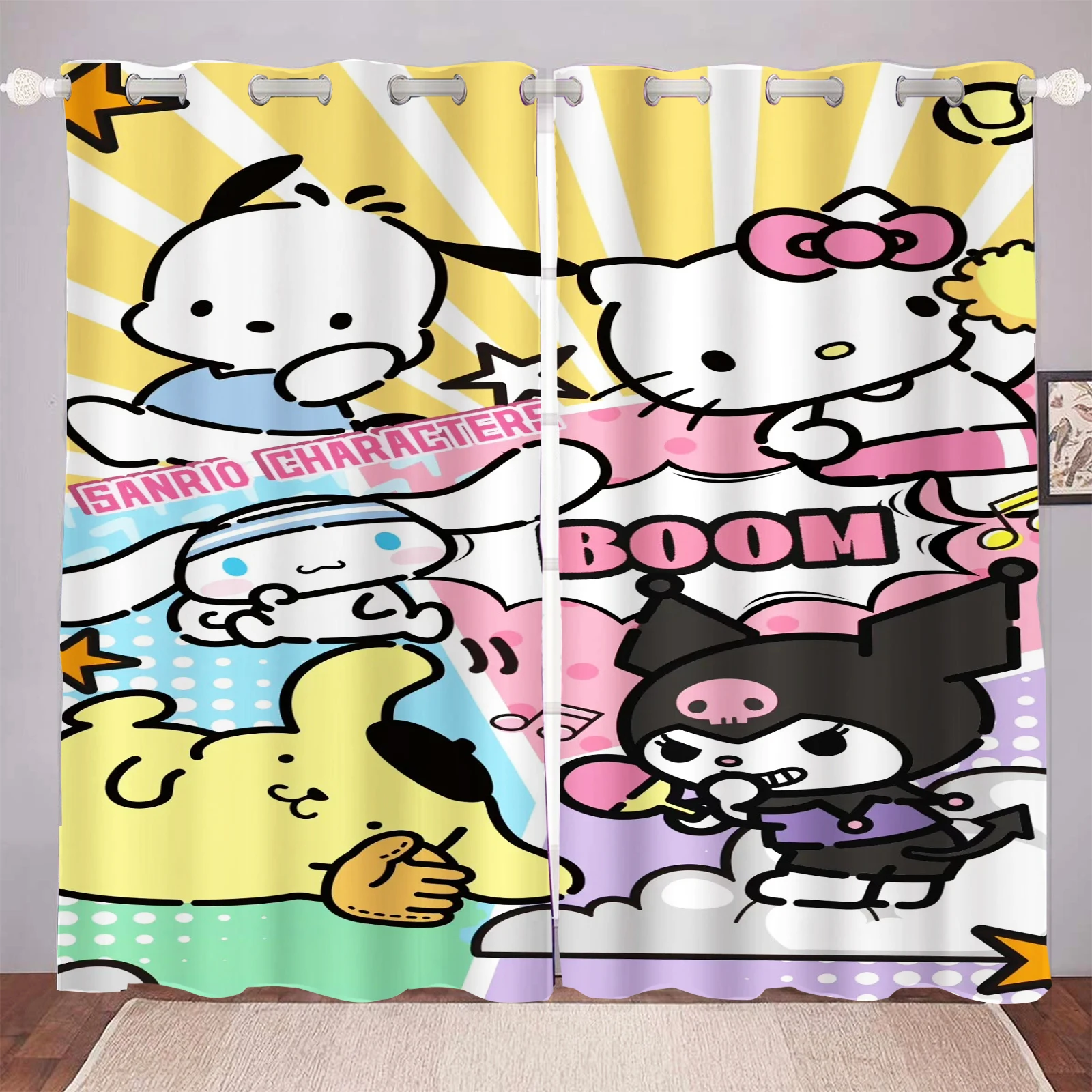 

MINISO Sanrio Super Cute Living Room Blackout Cartoon Curtains, Animated Curtains, Customisable Home Nursery, Window Treatments