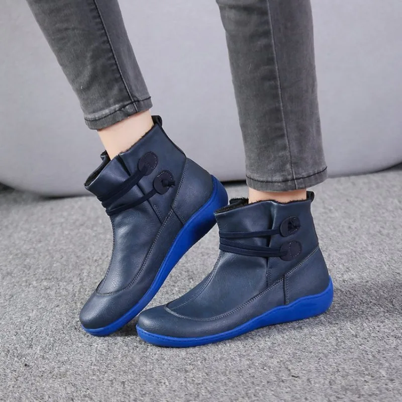 

New Autumn And Winter shoes Boots Fat British Wind Retro Boots High Quality PU Waterproof Warm Women's Booties
