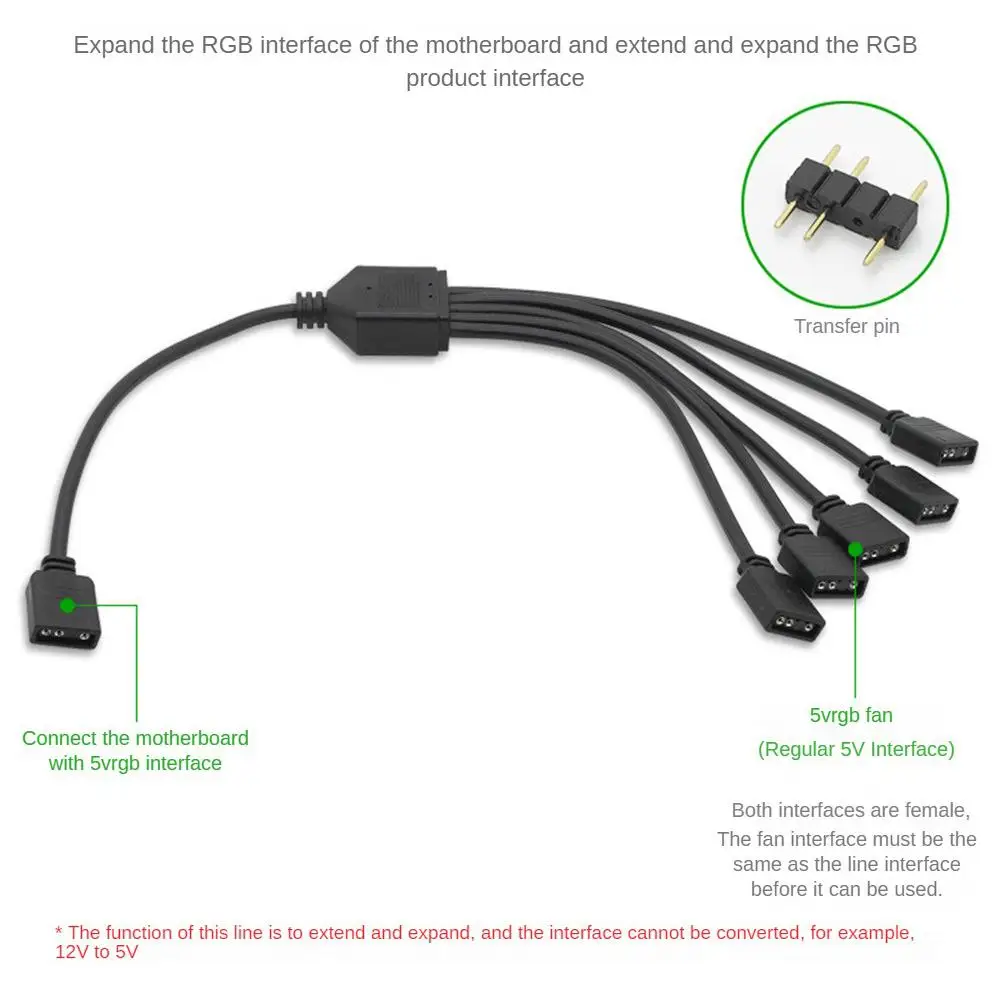 3PIN 12V 4pin PC Motherboard TO AURA RGB FAN SM3P Socket Multi Connectors Cable ASUS