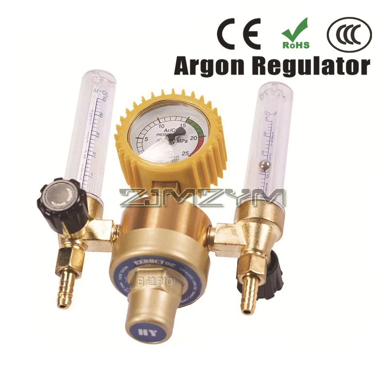 Argon/CO2 Regulator, Mig Tig Flow Meter Gas Regulator Gauge Welding Weld Argon Regulator Dual Output CO2 Flowmeter for TIG MIG