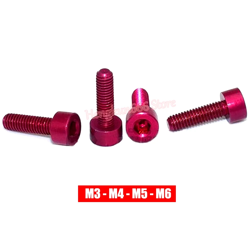 

M3 M4 M5 M6 Aluminum Alloy Hex Socket Head Cap Screw Rose Red Anodized Aluminium Allen Bolts Machine Screws DIN 912