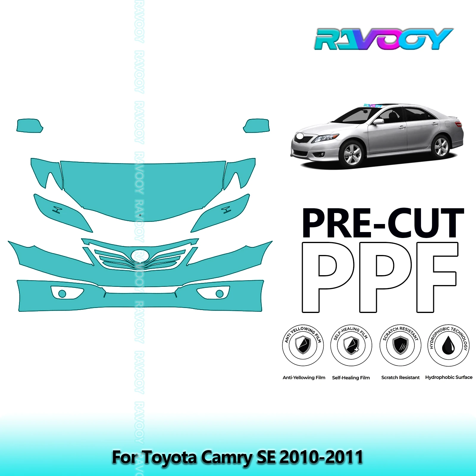 For Toyota Camry SE 2010-2011 Partial Front 8.5Mil Pre-Cut Paint Protection Film PPF Stone Chip Kit | Clear/Matte/Black Options