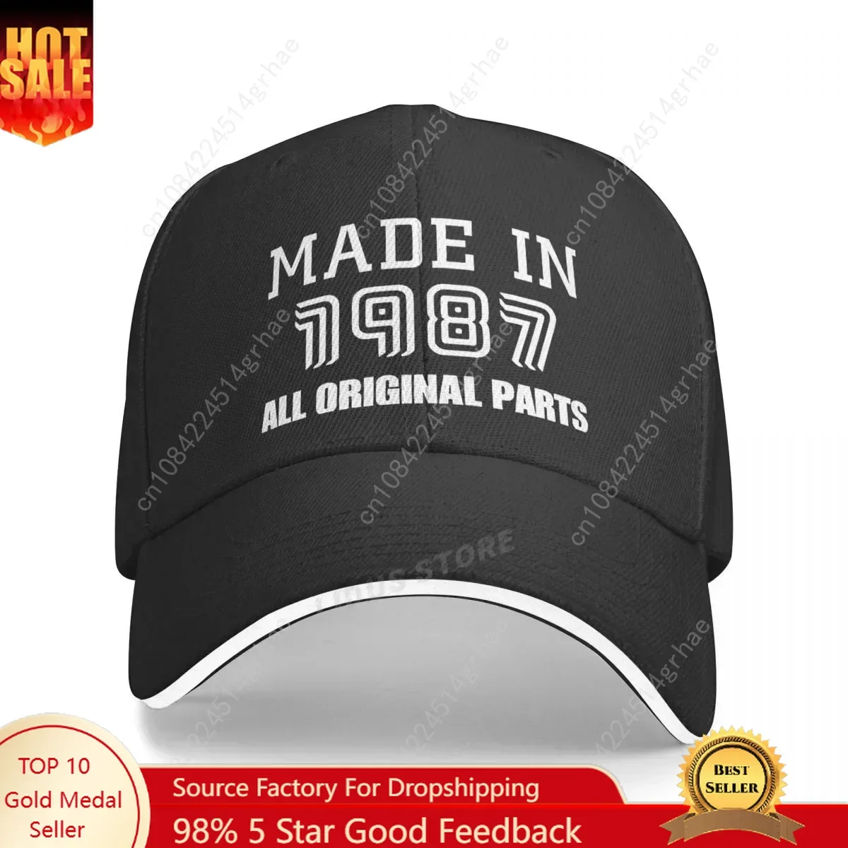 

Made In 1987 Baseball Caps Adjustable Unisex Cool Birthday Gift Hats Outdoor Cap