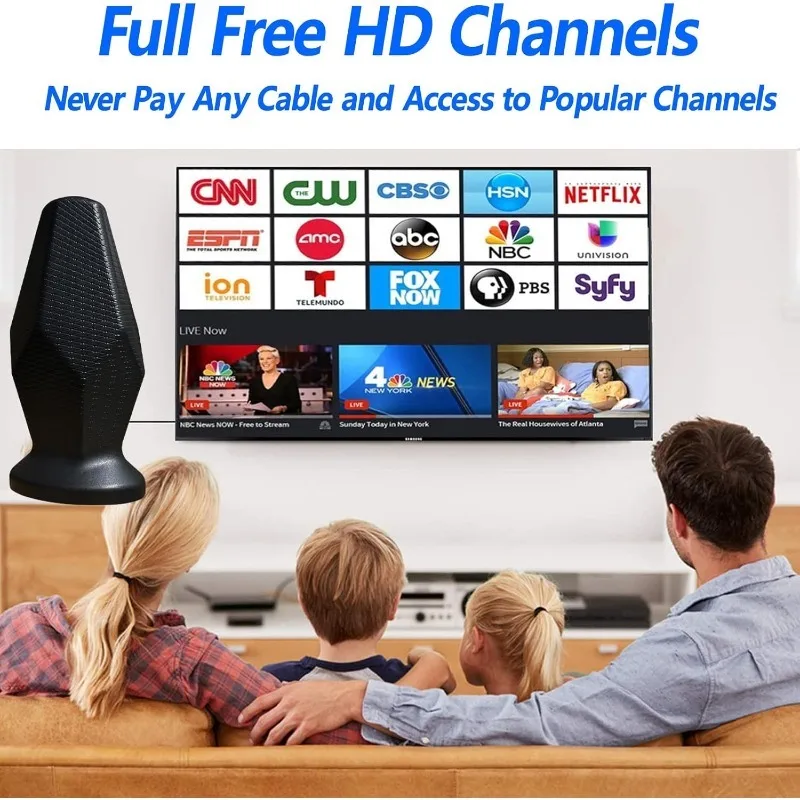 هوائي تلفزيون عالي الدقة مطور لعام 2025 للتلفزيون الذكي الداخلي، نطاق طويل 600+ ميل لجميع القنوات المحلية للتلفزيونات مع معزز إشارة مكبر للصوت
