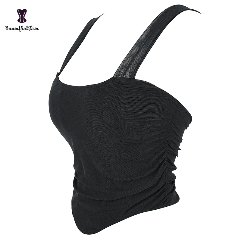 8 Plastic Boned Vintage Overbust Corselet Women's Plain Pleated Corset Top With Shoulder Strap