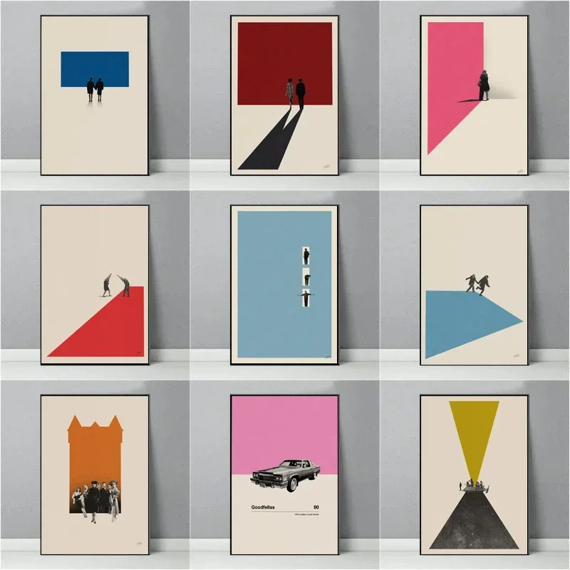 Retro Simple Color Background Design Movie Character Car Poster Canvas Painting Wall Art Pictures Home Decor