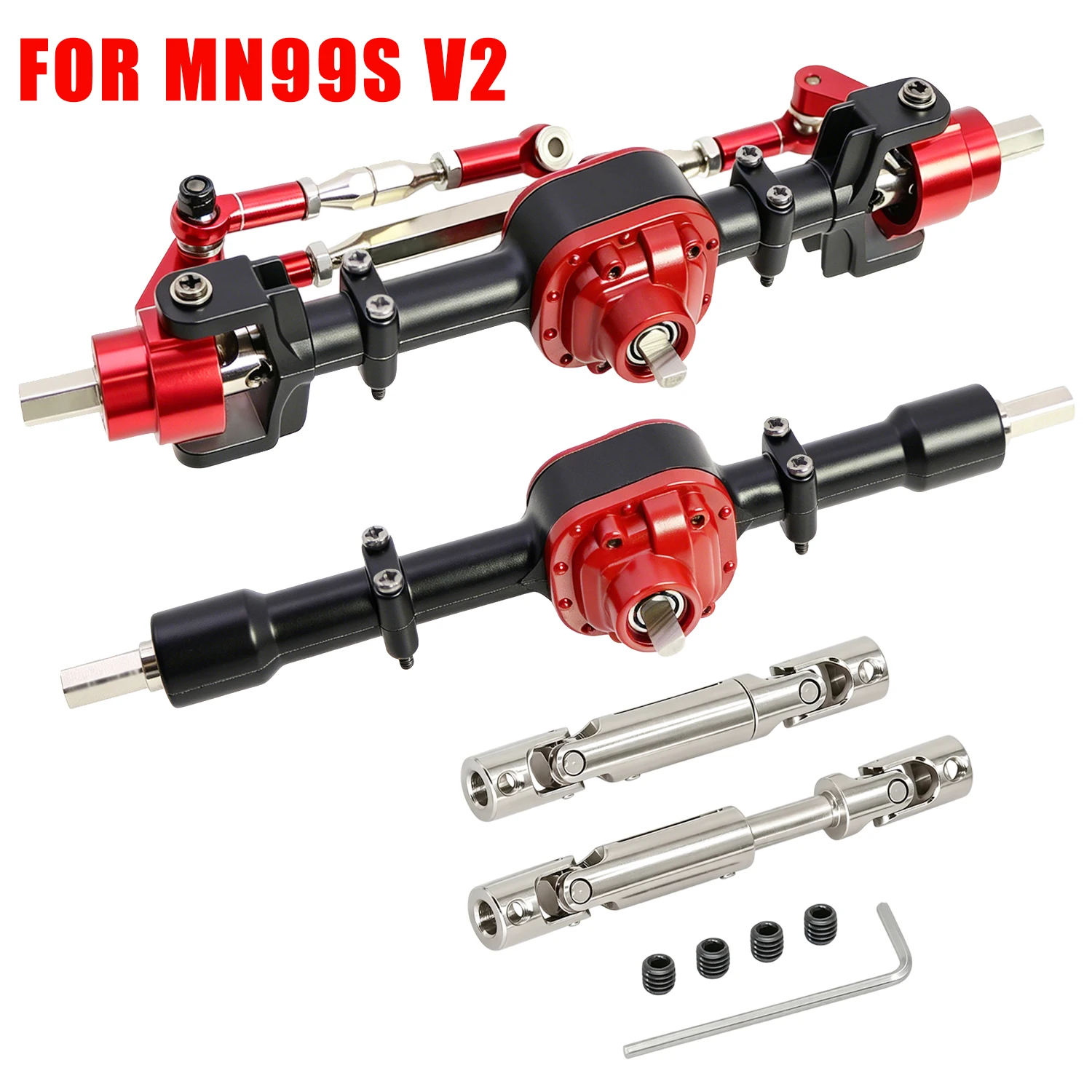 Metall-Vorder- und Hinterachsensatz + Antriebswelle mit 4mm-Ausgangswelle für MN MN99s V2 MN82S MN78 MN300 MN168 MN212 RC Auto Upgrade-Teile