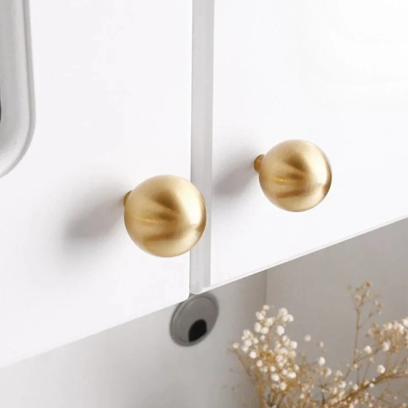 Massiver Messing-Einlochknopf, Runde Möbelgriffe, Moderner Minimalistischer Goldener Schubladenknopf, Kleiderschrank-Türgriff, Küchengriff – Detail 4