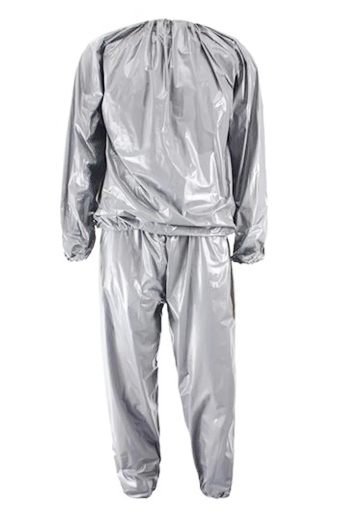 Heavy Duty Fitness Weight Loss Sweat Sauna Suit Exercise Gym Anti-Rip Silver XL