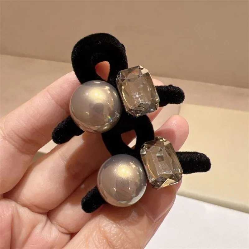2 Stück elegante Samt-Haarspange, elegante Imitationsperle, Strass-Haarspange, geeignet für Mädchen, Alltagskleidung, Schmuck, Haar-Accessoires