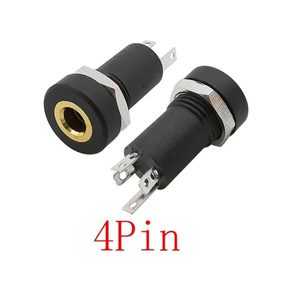 3Pin/4Pin 3.5mm Black Audio Jack Socket 3/4 Pole Stereo Solder Panel Mount 3.5 mm Headphone Female Socket Connector With Nut