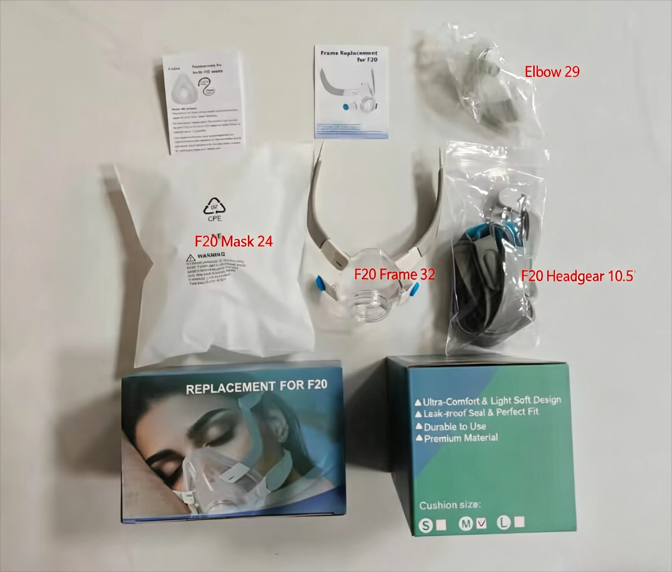 Original AirFit F20 Vollgesichts-CPAP-Maske in S, M, L Größe, Silikon-Nasen-Oral-Atemmaske gegen Schnarchen und Schlafapnoe – Detail 6