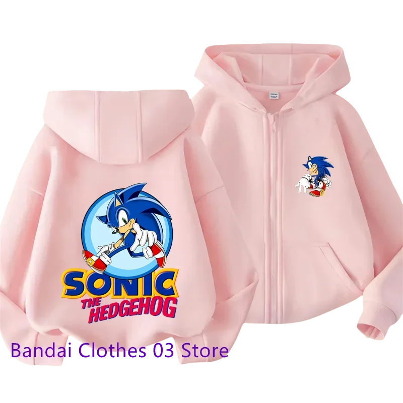 Hot Sonic Lightning Kids Zipper Hoodie Cartoon Print Autumn/Winter Long-sleeved Sweatshirt Casual Jacket Top 2-12 Y Boys Girls