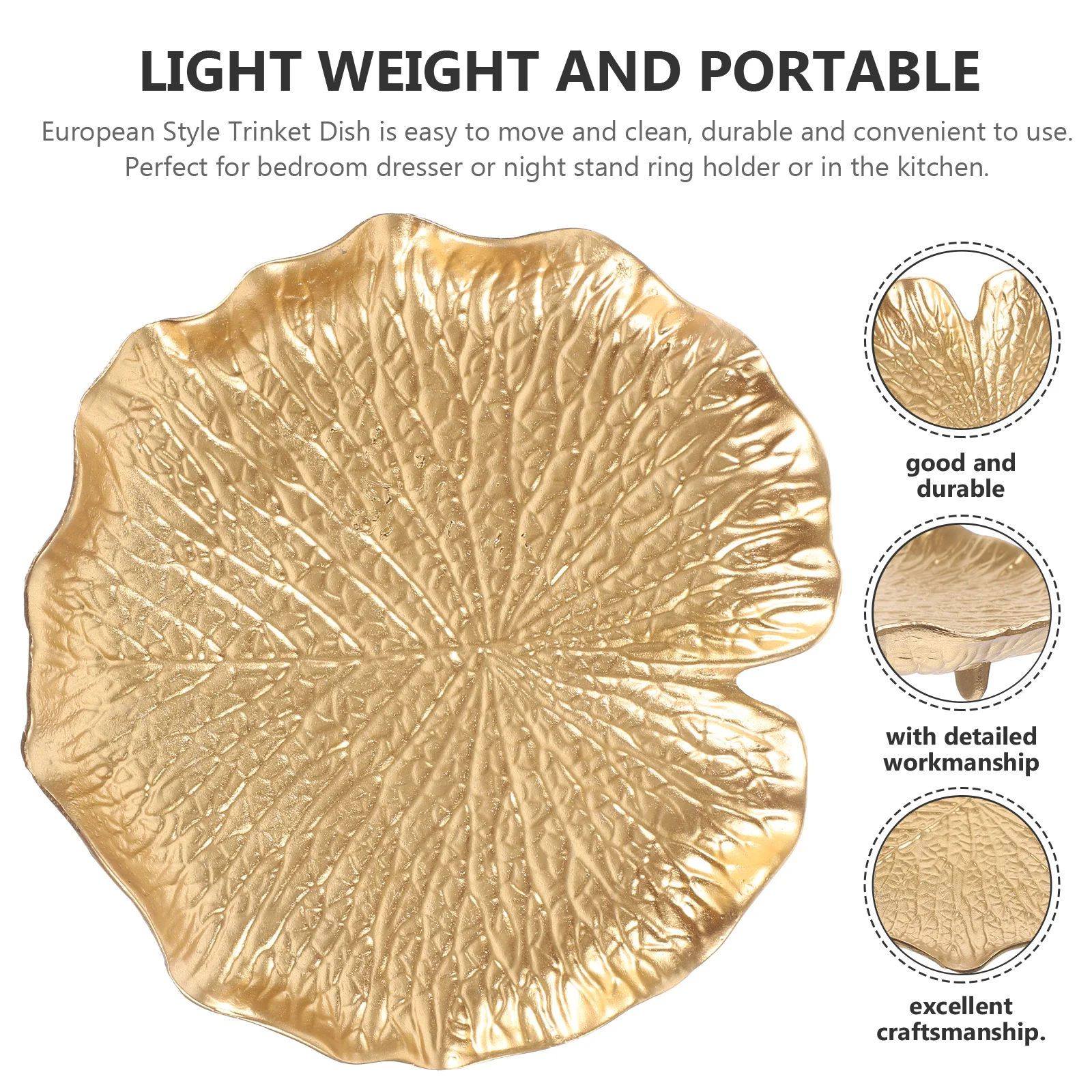 

Metal Trinket Tray European Style Leaf Shaped Jewelry Dish Elegant Ring Earring Bracelet Holder Jewelry Organizer Storage Plate