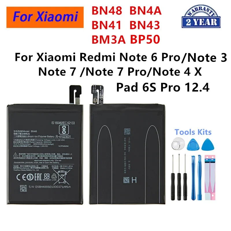 

BN48 BN4A BN41 BN43 BM3A BP50 Brand New Battery For Xiaomi Redmi Note 6 7 Pro/Note 3/ Note 4 4X /MTK Helio X20 Pad 6S Pro 12.4