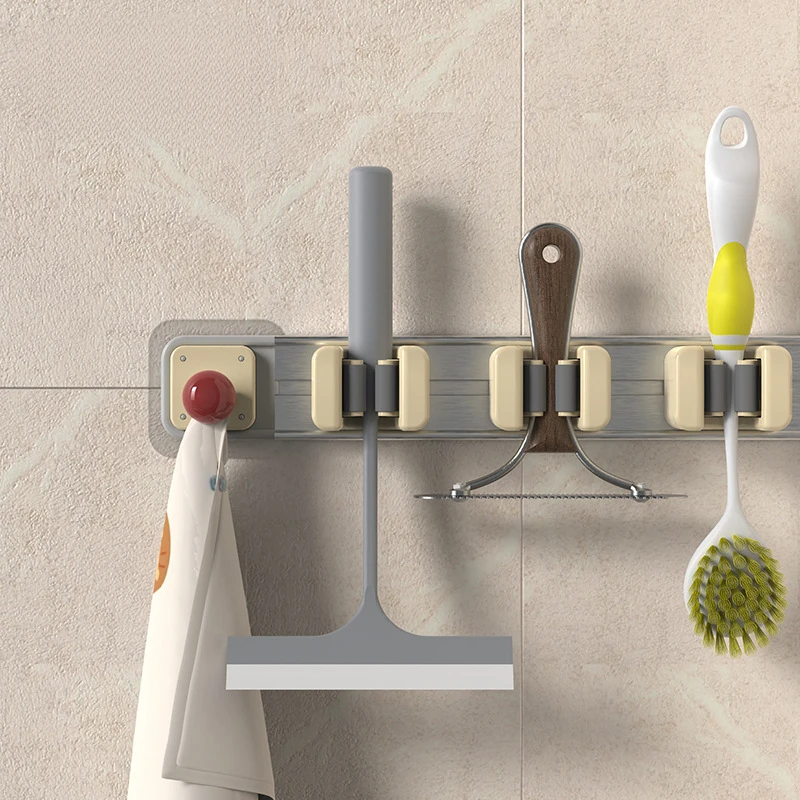 Home Badezimmer Wand montiert Mopp Clip Besen Tuch kein Stanzen Haken Wc Lagerung Regal Snap Mop Halter