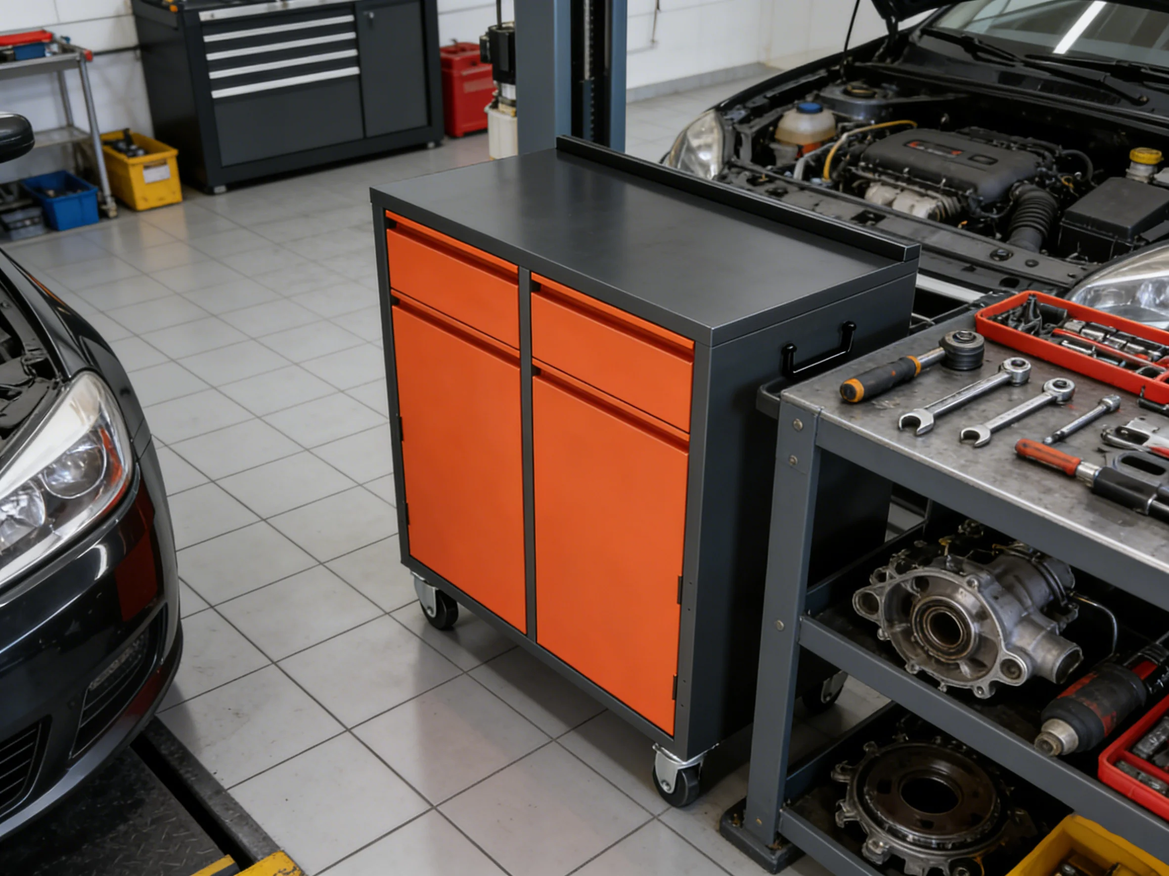 Steel Rolling Tool Cabinet with 2 Drawers Heavy Duty Mobile Storage for Industrial Workshop Use OEM Modern Keyed Locking