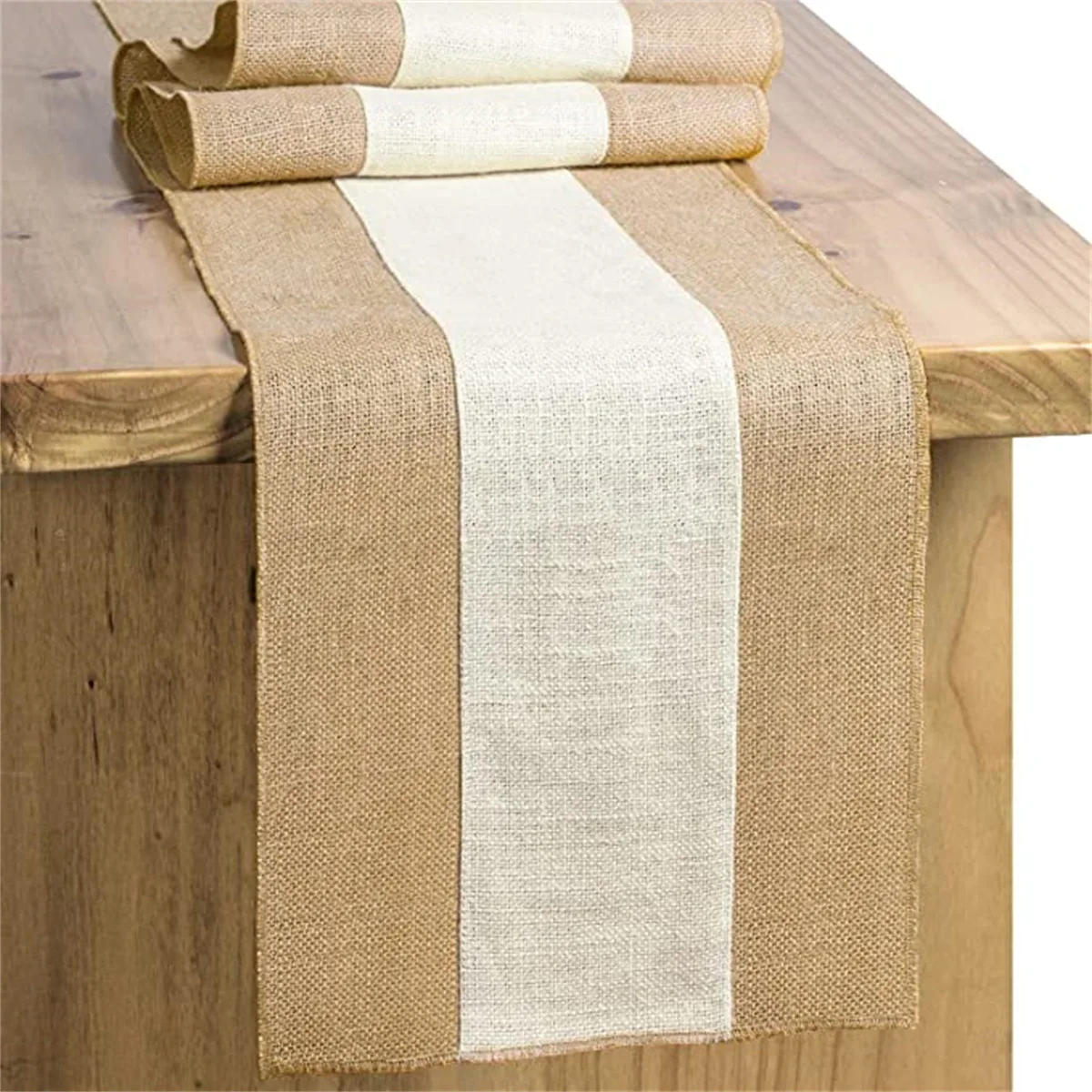 Rustic Woven Table Runner,Brown White Vintage Table Flag,Boho Farmhouse Table Decor for Wedding Party Festival