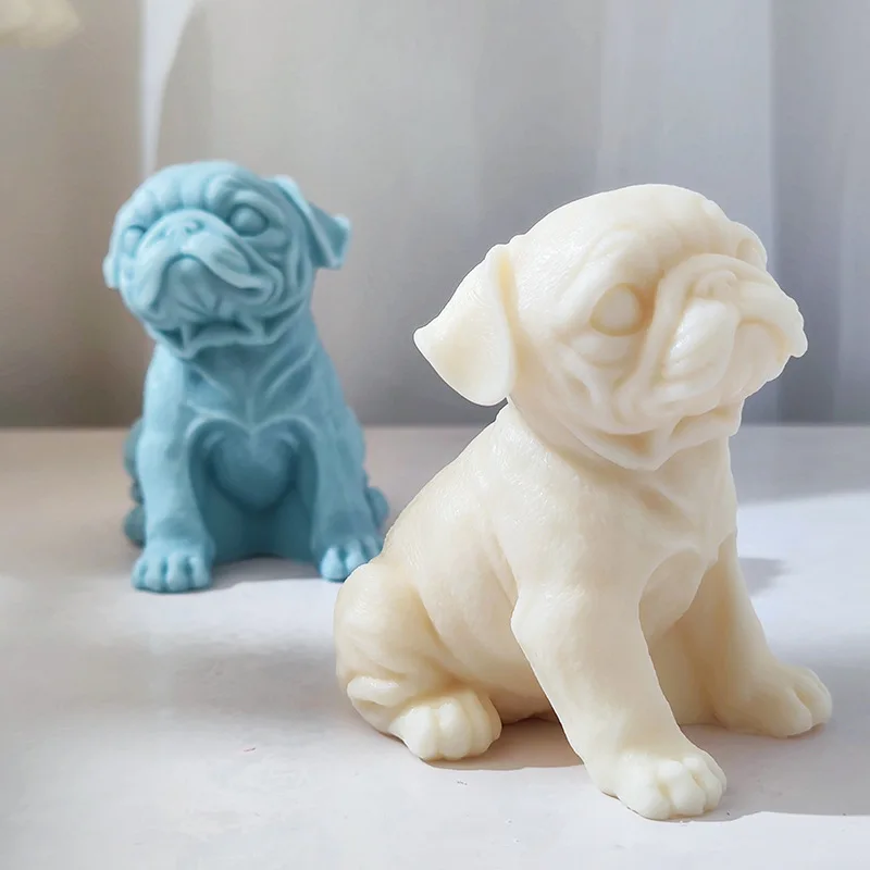 3D Bulldog Candle Silicone Mold Cartoon Puppy Soap Resin Plaster Making Mould Chocolate Cake Ice Baking Tool Desk Decor Pet Gift