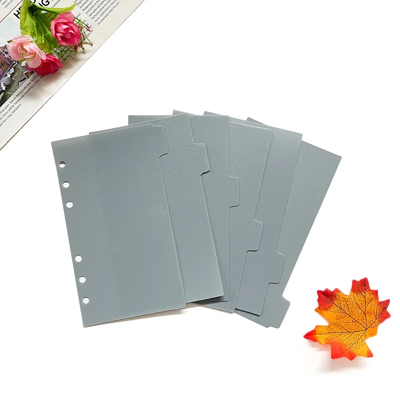 A6 PP Gray Loose-Leaf Replacement Sheets Notebook Classified Diary Divider Pages