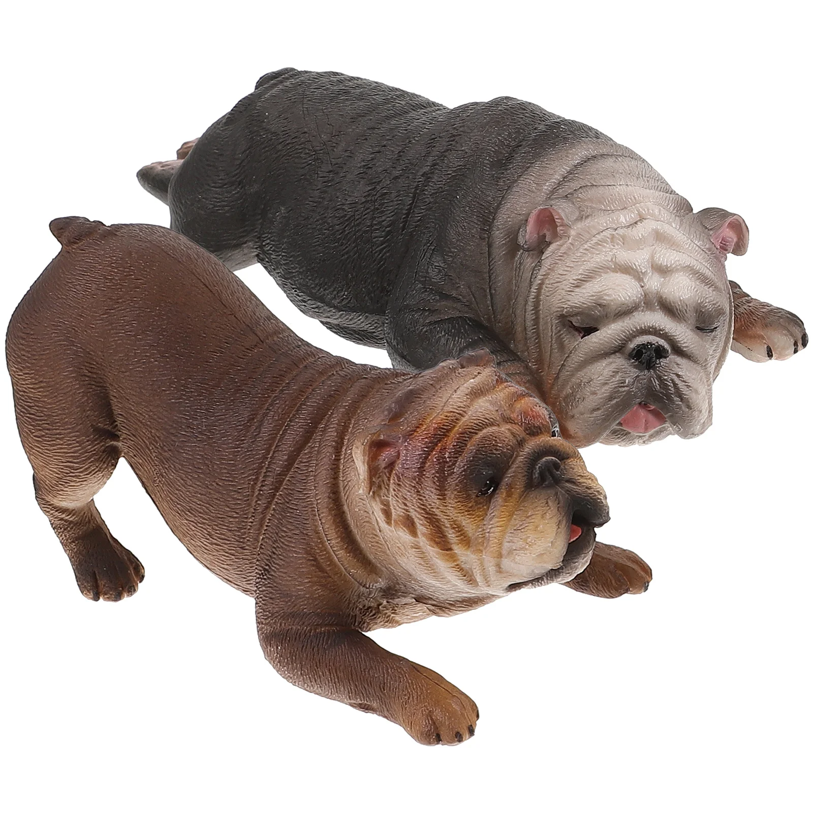

2Pcs Simulation Bulldog Dog Statue Decorative Home Office Desk Puppy Photo Prop Ornament Simulation Dog Bulldog Figurine