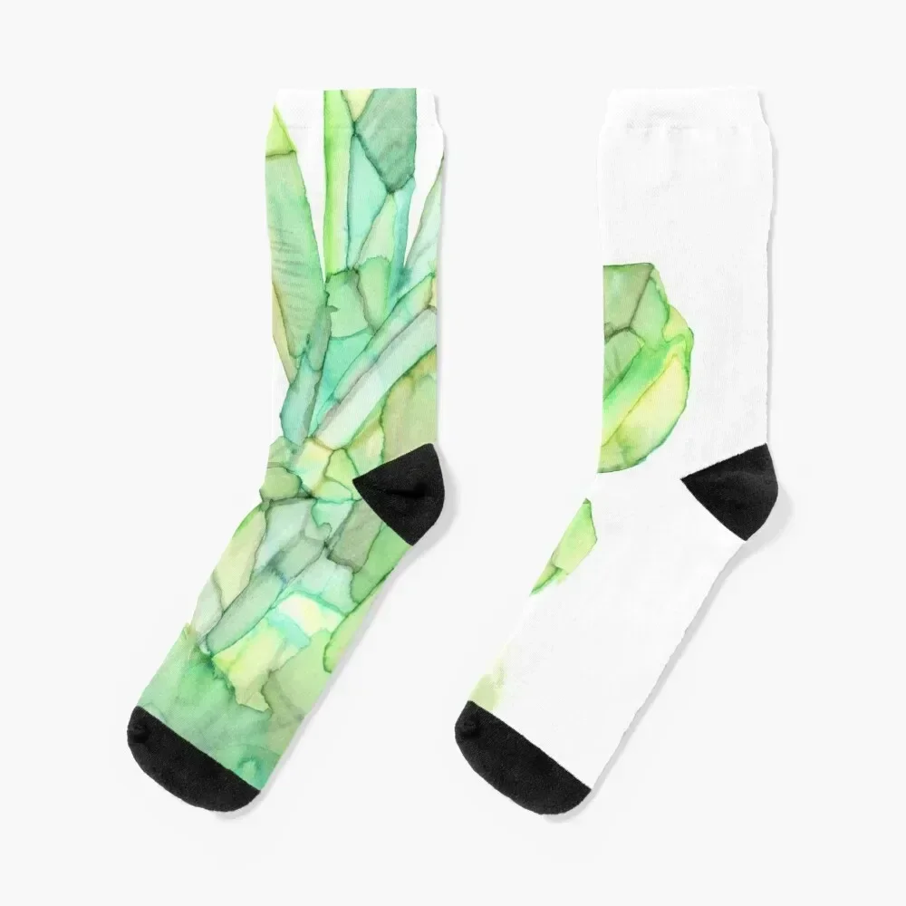 

Watercolor Crystals "Inclusion" series #4 Green Socks loose sport designer Men Socks Luxury Brand Women's