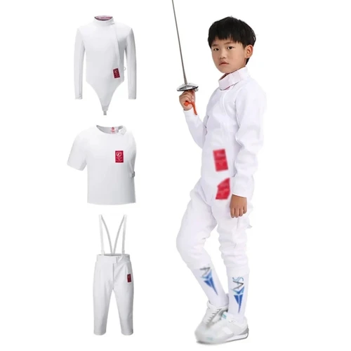 Imagen 2 del producto 2025 nuevo traje de uniforme de chaqueta de esgrima 350NW (pantalones/chaqueta/chaleco) traje protector de entrenamiento de esgrima masculina para Foil Epee Sabre