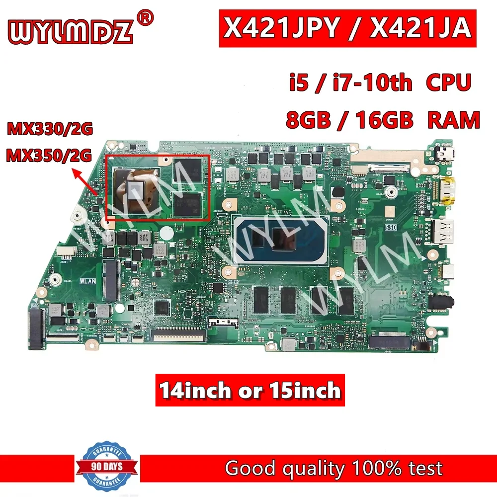 Placa base para ordenador portátil X421JP con CPU i5 i7 de 10.ª generación, 8GB/16GB-RAM, GPU MX330/MX350 para ASUS X421J X421JA X421JPY X421JQY