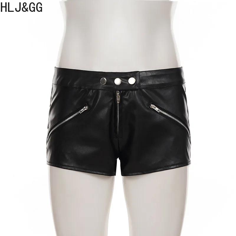 HLJ&GG Sexy Fur Splicing Halter Backless Bandage Two Piece Sets Women Sleeveless Lace Up Crop Top And Leather Shorts Streetwear