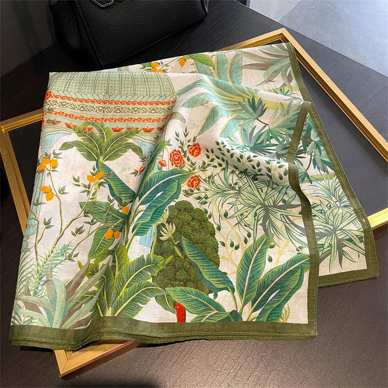

Women Square Handkerchief Headband Luxury Pure Silk Scarf Cotton Floral Bag Scarfs Female Small Neck Scarves For Ladies Bandana