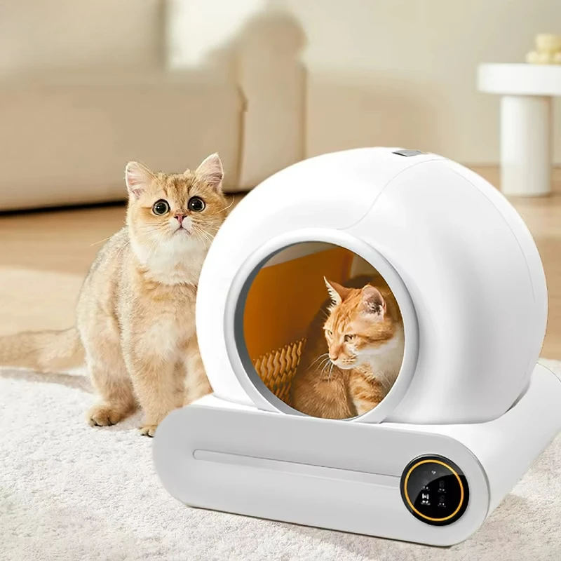65L Extra Large Open Automatic Cat Litter Box for Multi-Cat Use Safety Protection APP Control Odor Removal Easy Clean Smart