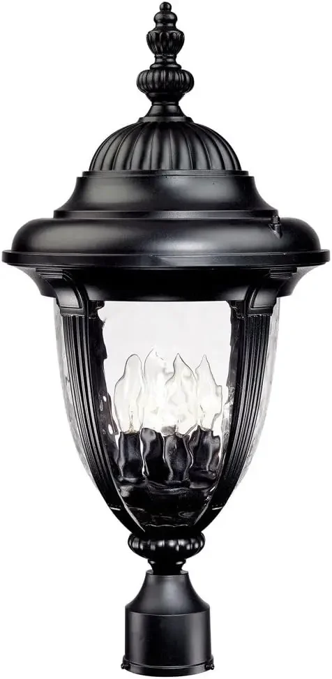 European Outdoor Post Light Textured Black Italian Design 24 1/2