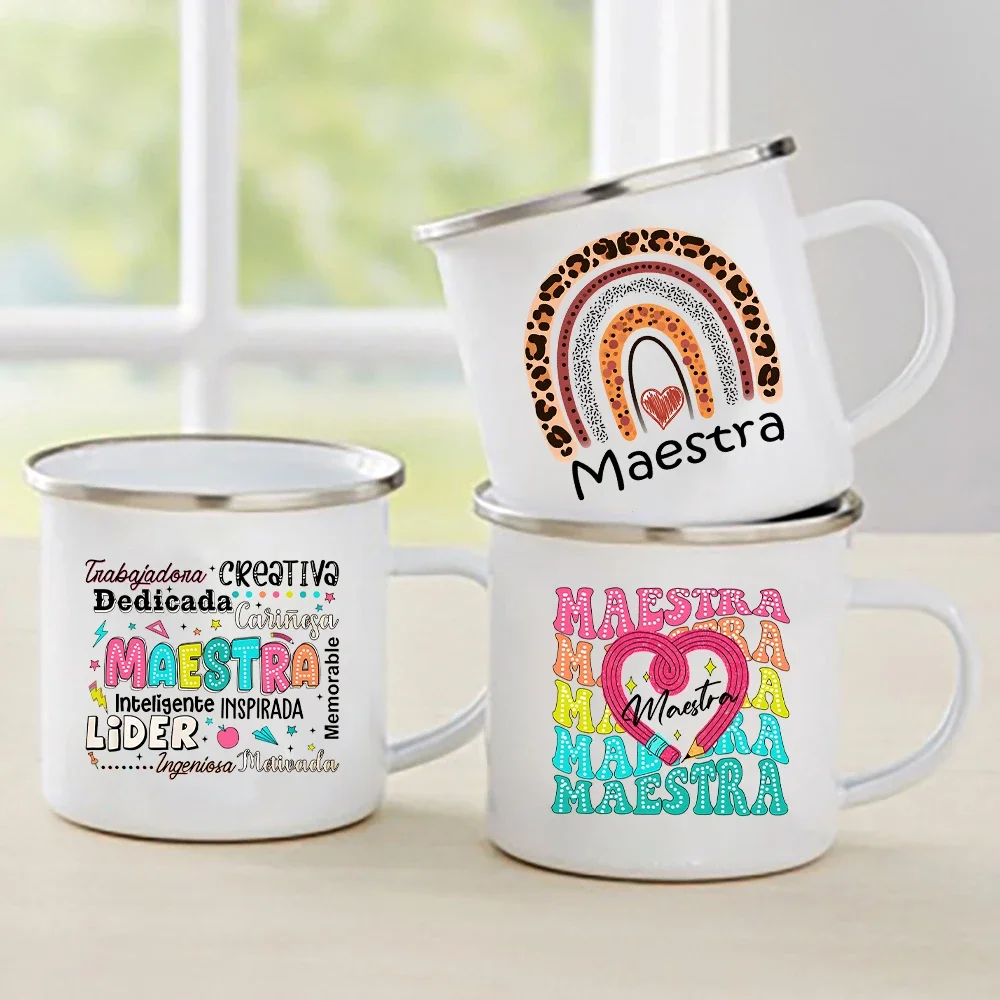 Tazze da caffè con stampa Maesttra spagnola tazze smaltate regalo per insegnanti succo di tè tazza d\'acqua grazie tazza smaltata regalo Maesttra