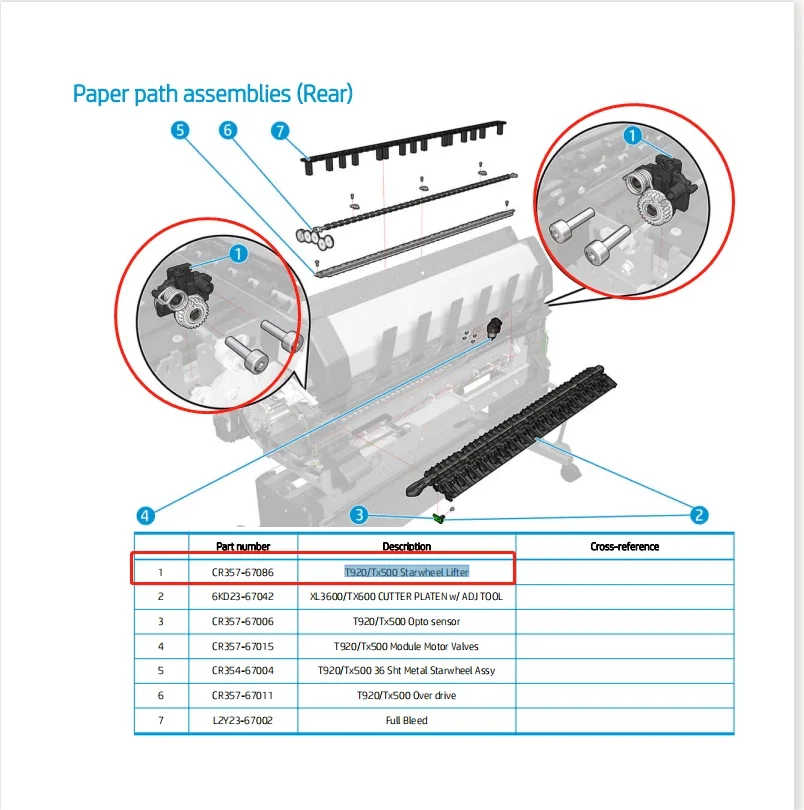 POJAN CR357-67086 Starwheel Lifter Gears Compatible with Designjet T920 T930 T1500 T2500 T3500 T1600 T2600 T3600