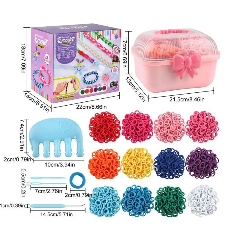 Creative Bracelet Handmade Kit Colorful Elastic Bands DIY Jewelry Making Toy Arts & Crafts Gift for Kids Birthday Party Favors
