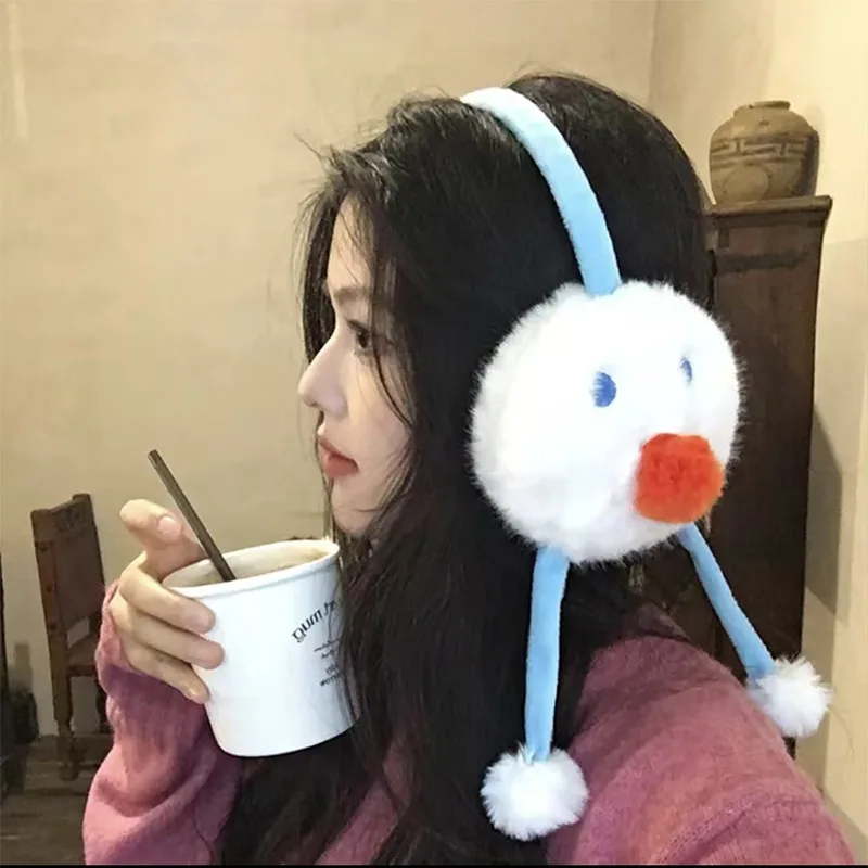 Penutup Telinga Boneka Manusia Salju Lucu - Penghangat Telinga Musim Dingin dengan Pom Pom, Aksesori Natal yang Meriah untuk Wanita & Anak Perempuan