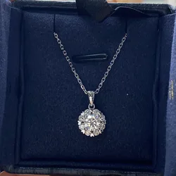14k Yellow Gold 0.5ct to 3ct CVD HPHT Lab Grown Diamond Round Pendant Necklace 18inch in Solid Gold Wedding Necklace For Woman