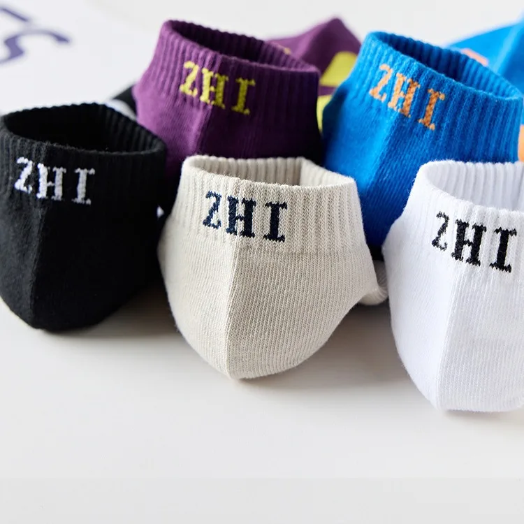 5 Pairs Summer Thin Men Sports Breathable and Comfortable Letter Boat Socks Ins Fashion Sweat-absorbing Short Socks