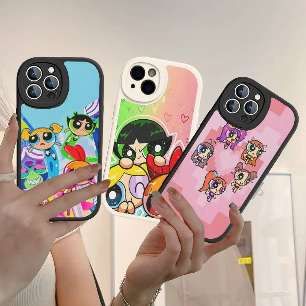 

Cute P-Powerpuff Girls Phone Case Hard Leather For iPhone 16 15 14 13 12 Mini 11 14 Pro Max Xs X Xr 7 8 Plus Fundas
