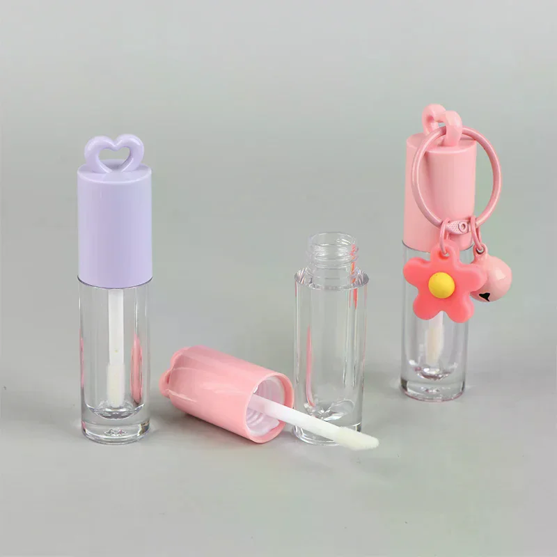 2.5/6 مللي أنبوب مينا الشفاه على شكل قلب مع سلسلة مفاتيح وقضيب فرشاة أنبوب ملمع الشفاه زجاجة فارغة حاوية الشفاه الصقيل أداة ماكياج #3