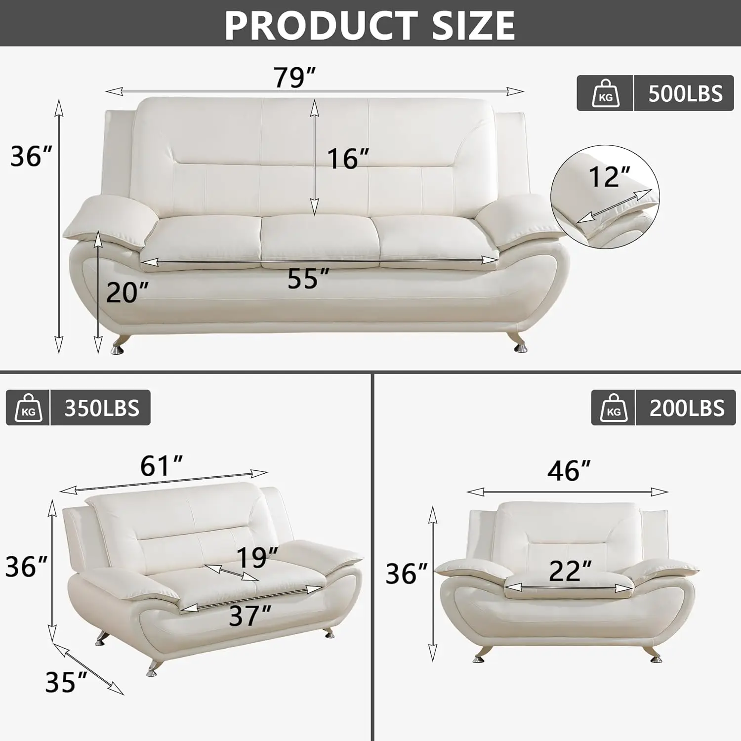 Leather Sofa Living Room Set 2
