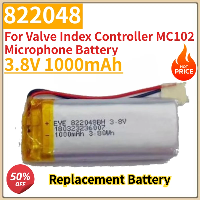 

High Quality New 3.8V 1000mAh 822048 Rechargeable Battery For Valve Index Controller MC102 Microphone Battery