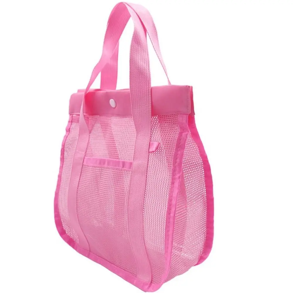 Leisure Large Capacity Mesh Beach Bag Visible Foldable Mesh Handbag Quick Dry Light Weight Swimming Washbag Sand Toy