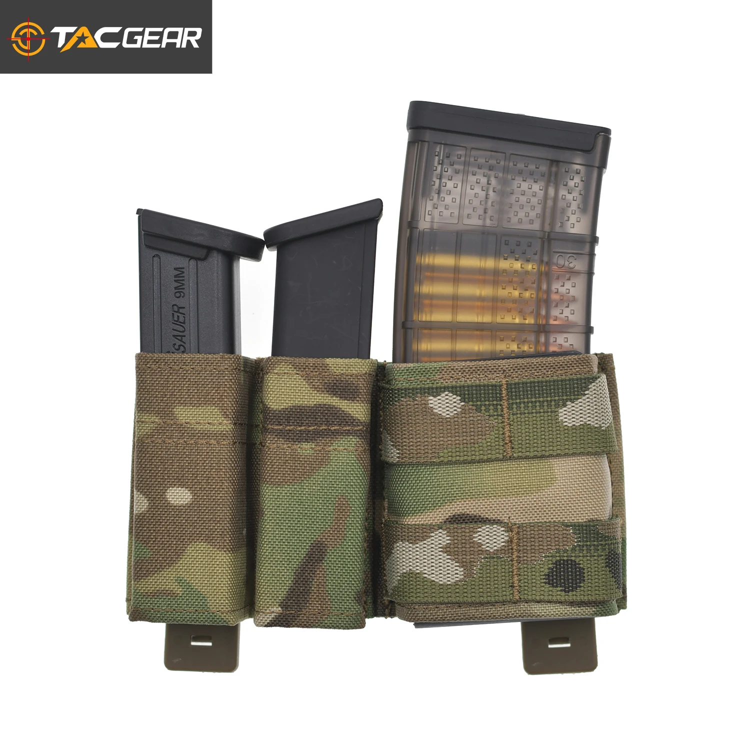 

TACGEAR Fast 5.56 + 9mm + 9mm .40S&W .45ACP triple magazine pouch Molle Clip Mag Holster Mag Carrier for Rifle Pistol Airsoft