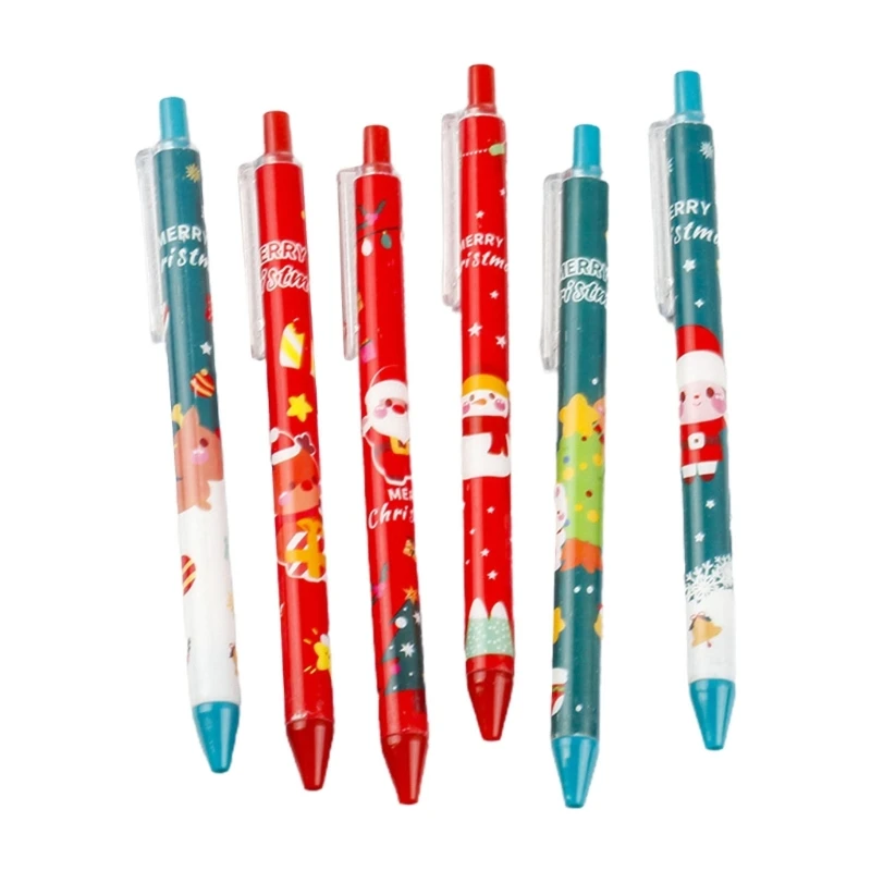 Pack of 6 Christmas Pen Funny Retractable Gel Pen for Kid Student Christmas Party Treats, Cartoon Retractable Gel Pen Dropship