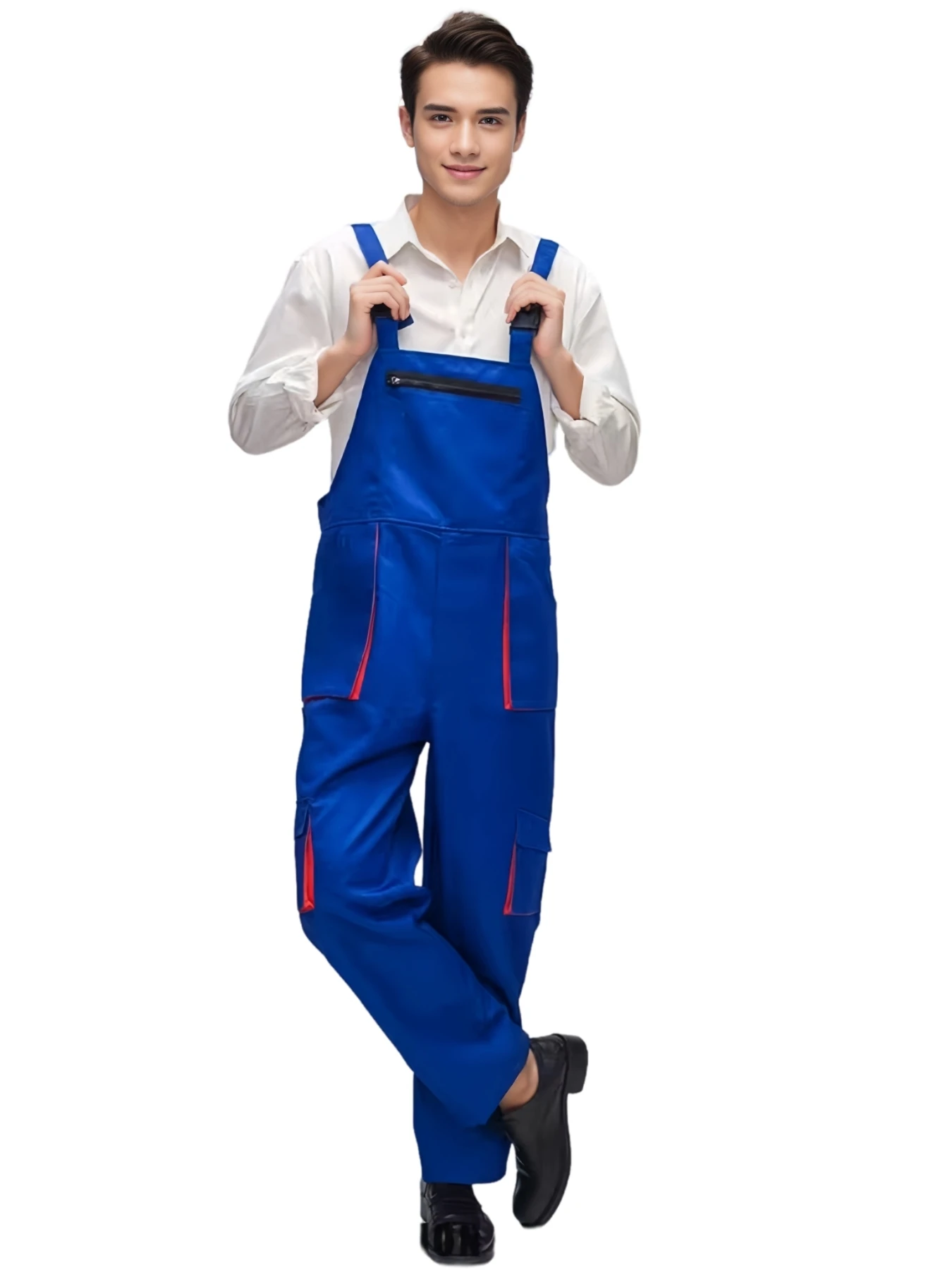 2024 New Color Block Multi-pocket Overalls Labor Protective Worker Pants Uniforms Men's Working Coverall Casual Jumpsuit S-4XL