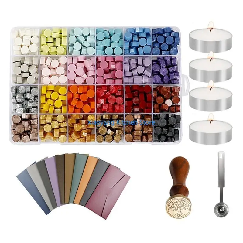 

69HC Vintage Octagonal Sealing Wax Tablet Set с печатью Spoon Seal для Sde ScrapBooking Свадебная упаковка Декоративное