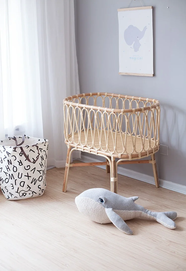 New Design Rattan Furniture Round Crib for New Born Baby